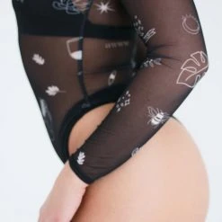 New In Exo Wear Logo Bodysuit - Black Mesh