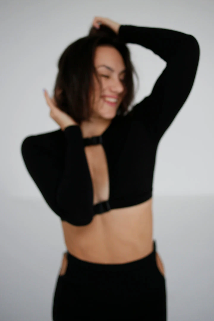 All Pole Wear Exo Wear Long Sleeve Buckle Front Top - Black 4 All Pole Wear Exo Wear Long Sleeve Buckle Front Top - Black