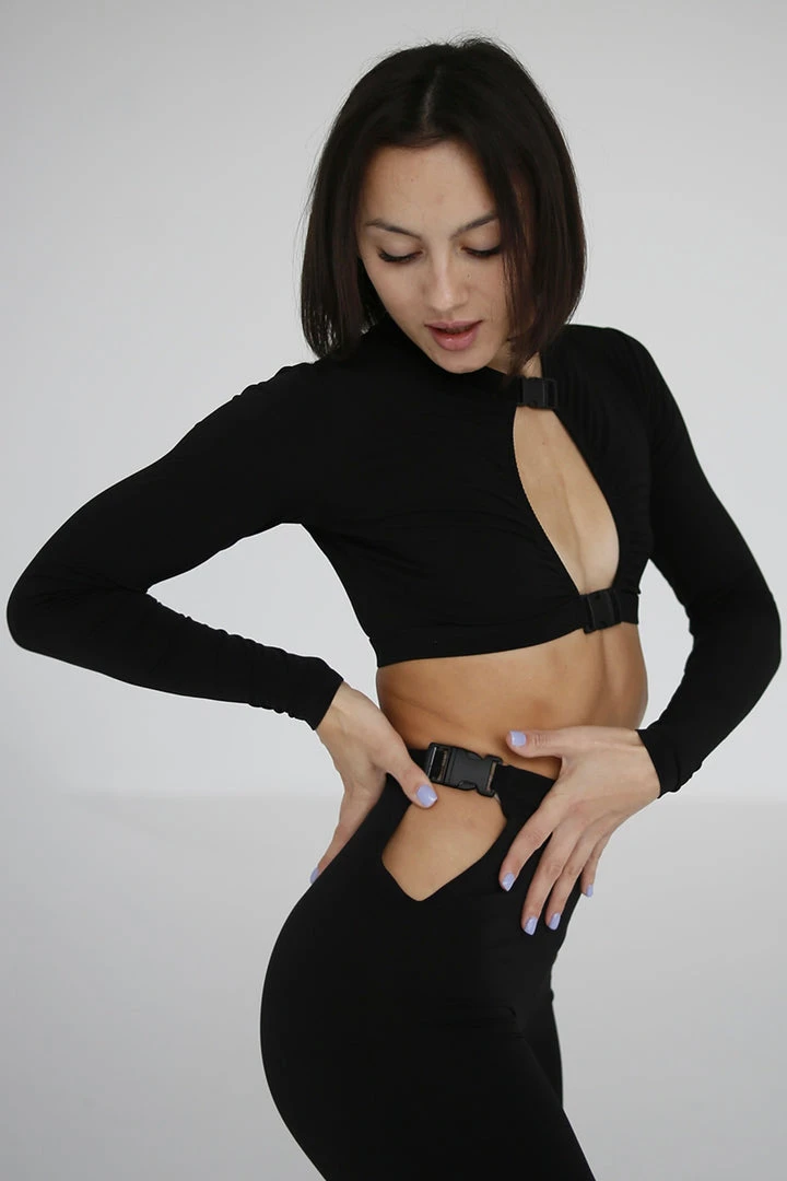 All Pole Wear Exo Wear Long Sleeve Buckle Front Top - Black 2 All Pole Wear Exo Wear Long Sleeve Buckle Front Top - Black