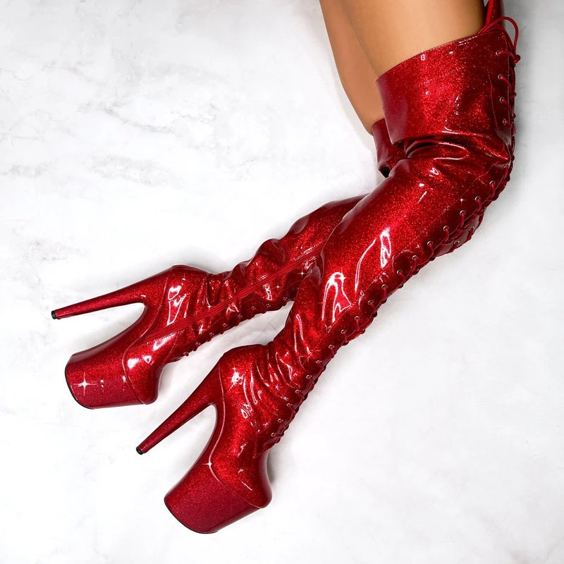 New In Hella Heels The Glitterati Thigh High 8inch Boots - Kansass 3 New In Hella Heels The Glitterati Thigh High 8inch Boots - Kansass