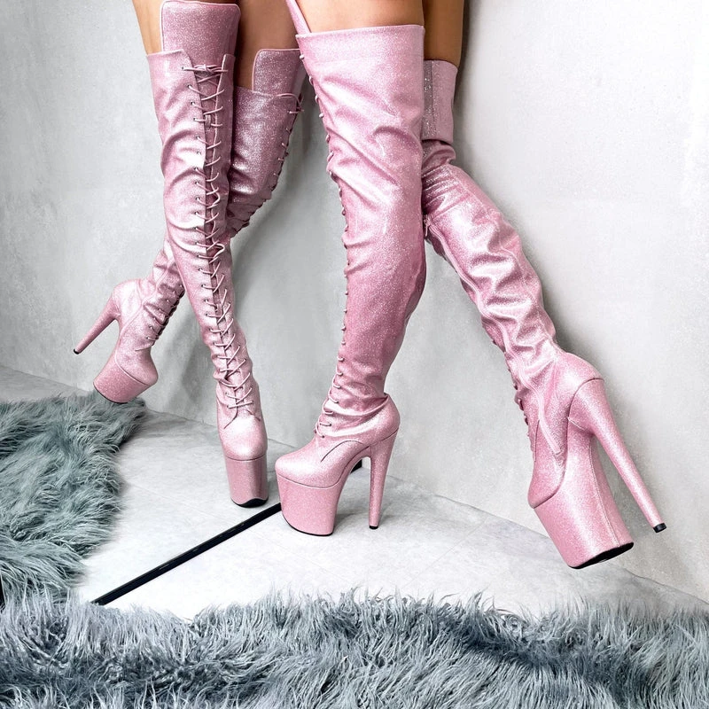 Hella Heels The Glitterati Thigh High 8inch Boots - Sugarbaby 5 Hella Heels The Glitterati Thigh High 8inch Boots - Sugarbaby
