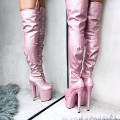 Hella Heels The Glitterati Thigh High 8inch Boots - Sugarbaby 12 Hella Heels The Glitterati Thigh High 8inch Boots - Sugarbaby