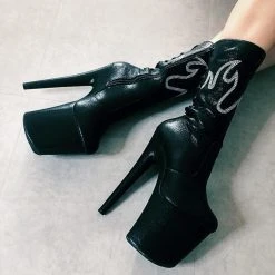 Hella Heels HellGirl 8inch Boots - Black/Glow