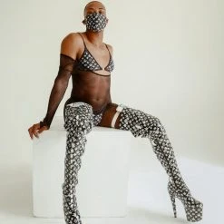 Hella Heels Branded Thigh High 8inch Boots - Black 20 Hella Heels Branded Thigh High 8inch Boots - Black