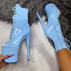 Hella Heels LipKit Open Toe 8inch Boots - Sky High Shoes