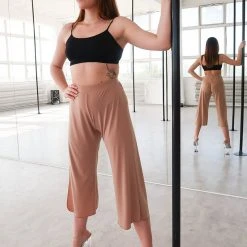 REV ACTIV Sensual Flow Pants (with Leg Slit) - Coffee Loungewear Bottoms 11 REV ACTIV Sensual Flow Pants (with Leg Slit) - Coffee Loungewear Bottoms