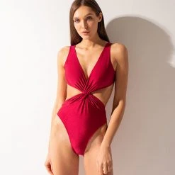 Shark Polewear Twist Bodysuit - Wine