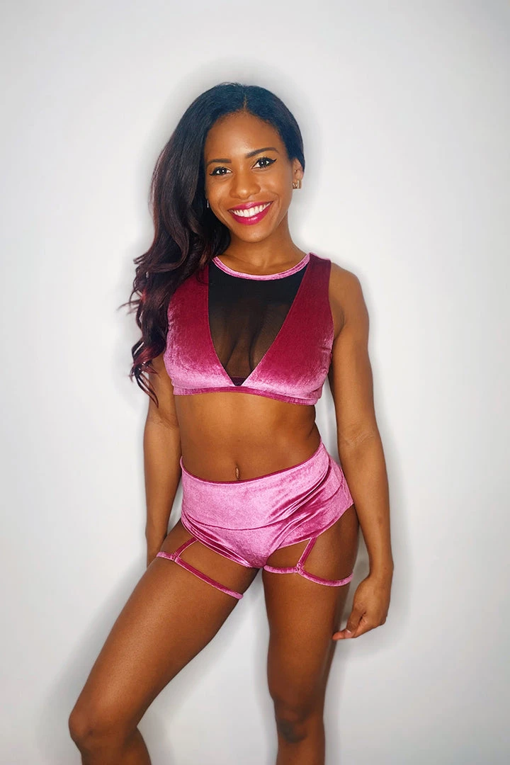 All Pole Wear Shimmy & Sparkle New York Pin Up Shorts - Dusty Pink 3 All Pole Wear Shimmy & Sparkle New York Pin Up Shorts - Dusty Pink