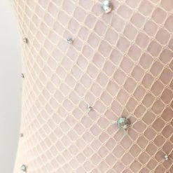 Lunalae Fishnet AB Shine Diamante Stockings - Fair Tights
