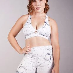All Pole Wear Off The Pole Keyhole Sports Bra - White Marble