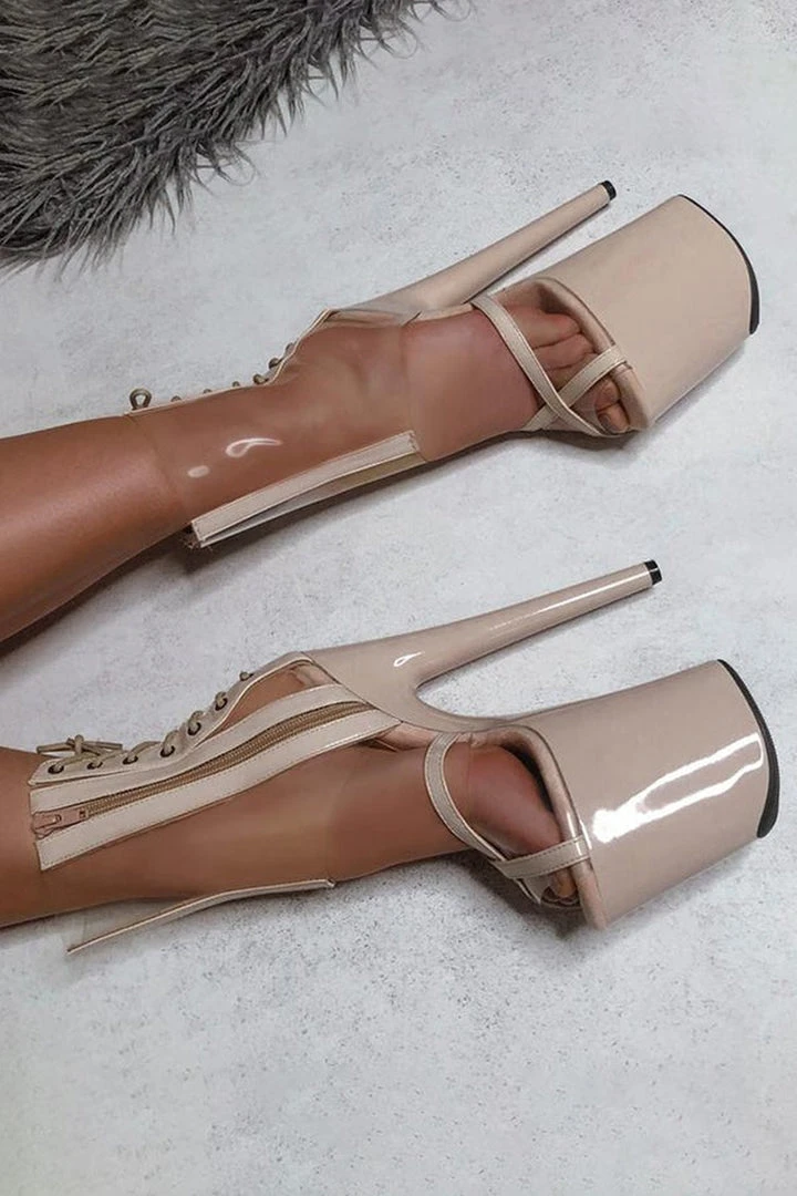 Hella Heels King Hybrid 8inch Boots - Stripped Shoes 1 Hella Heels King Hybrid 8inch Boots - Stripped Shoes