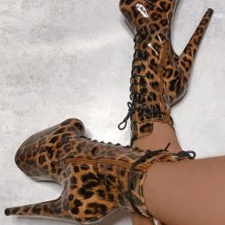 Hella Heels EmpireKicks 8inch Booties - Leopard Shoes