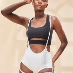 Lunalae Zena Garter Overall Sling Bottoms - White 7 Lunalae Zena Garter Overall Sling Bottoms - White