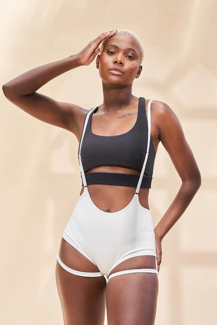 Lunalae Zena Garter Overall Sling Bottoms - White 4 Lunalae Zena Garter Overall Sling Bottoms - White