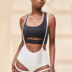 Lunalae Zena Garter Overall Sling Bottoms - White