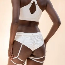 All Pole Wear Lunalae Olivia Low Waist Garter Shorts - Recycled White 8 All Pole Wear Lunalae Olivia Low Waist Garter Shorts - Recycled White