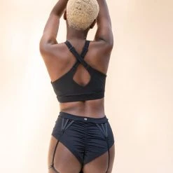 Most Loved Lunalae Olivia High Waisted Garter Shorts - Recycled Black 12 Most Loved Lunalae Olivia High Waisted Garter Shorts - Recycled Black