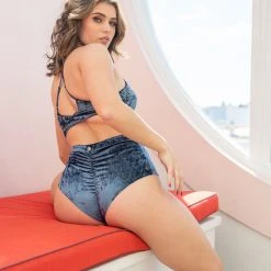 Lunalae Delphine Shorts - Gunmetal Velvet