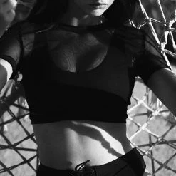 Hamade Activewear Mesh Crop Tee - Black