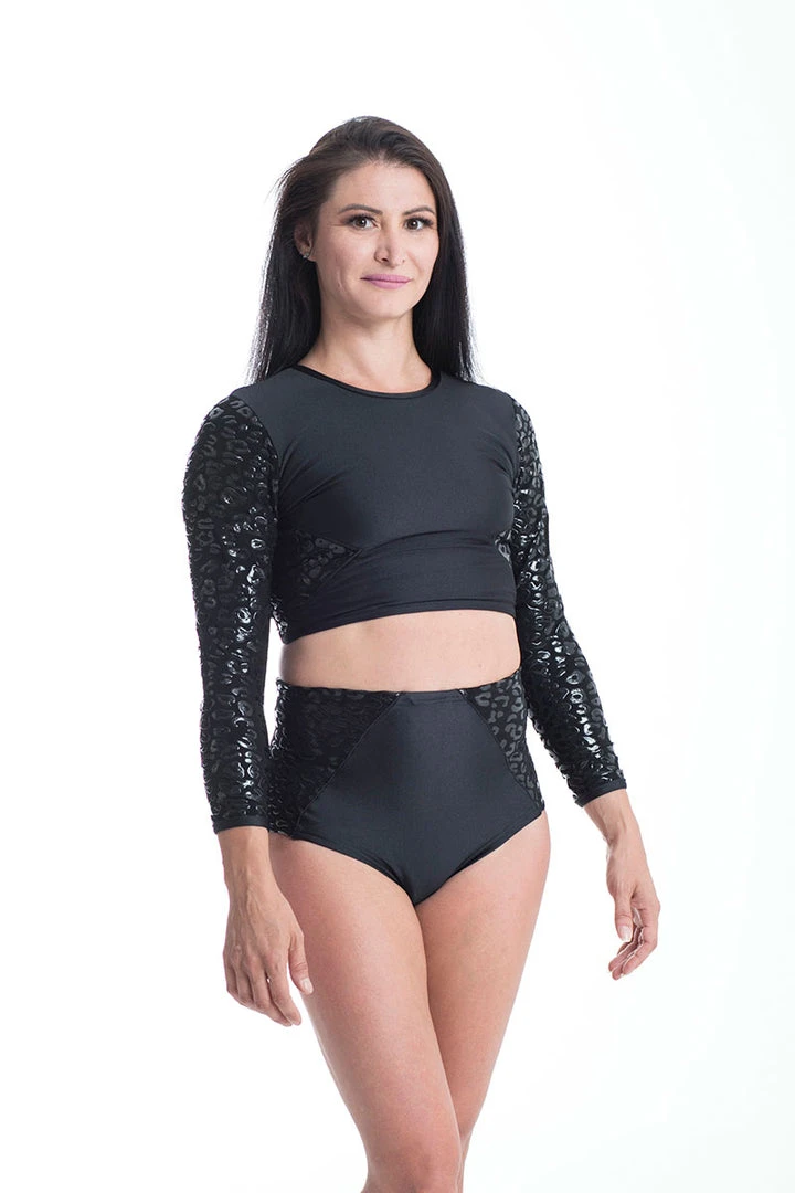 Paradise Chick Superhero Series Ultra Grip Crop Top - Black Leopard Back In Stock 2 Paradise Chick Superhero Series Ultra Grip Crop Top - Black Leopard Back In Stock