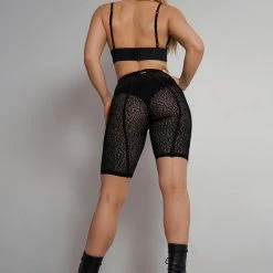 Paradise Chick Sirène Leopard Biker Shorts - Black Back In Stock
