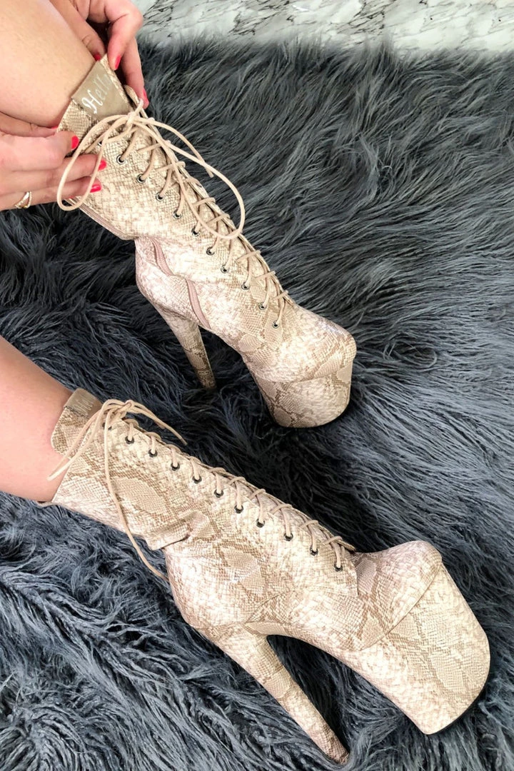 Hella Heels Milksnake Boots - 8inch 2 Hella Heels Milksnake Boots - 8inch