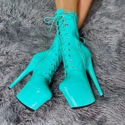 Hella Heels LipKit 8inch Boots - Minted Shoes