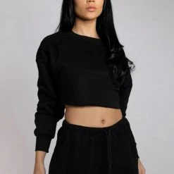 Creatures Of XIX Oversized Cropped Jumper - Black Plus Size Pole Wear