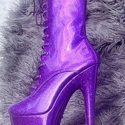 Hella Heels The Glitterati 7inch Boots - Purple Rain Shoes
