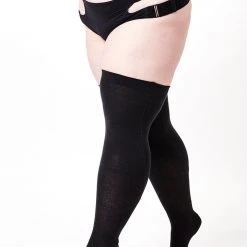 Rolling Over The Knee Socks - Black (3 Sizes Available) Accessories