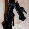 Hella Heels BabyDoll Velvet 7inch Boots - Russian Roulette Back In Stock