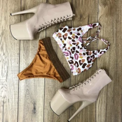 Pleaser USA Flamingo-1020 8inch Pleaser Boots - Patent Beige Shoes