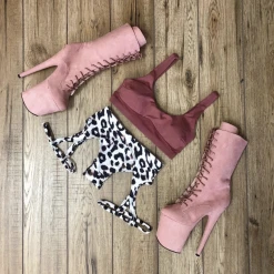 Pleaser USA Flamingo-1050FS Faux Suede 8inch Pleaser Boots - Dusty Blush Shoes 9 Pleaser USA Flamingo-1050FS Faux Suede 8inch Pleaser Boots - Dusty Blush Shoes