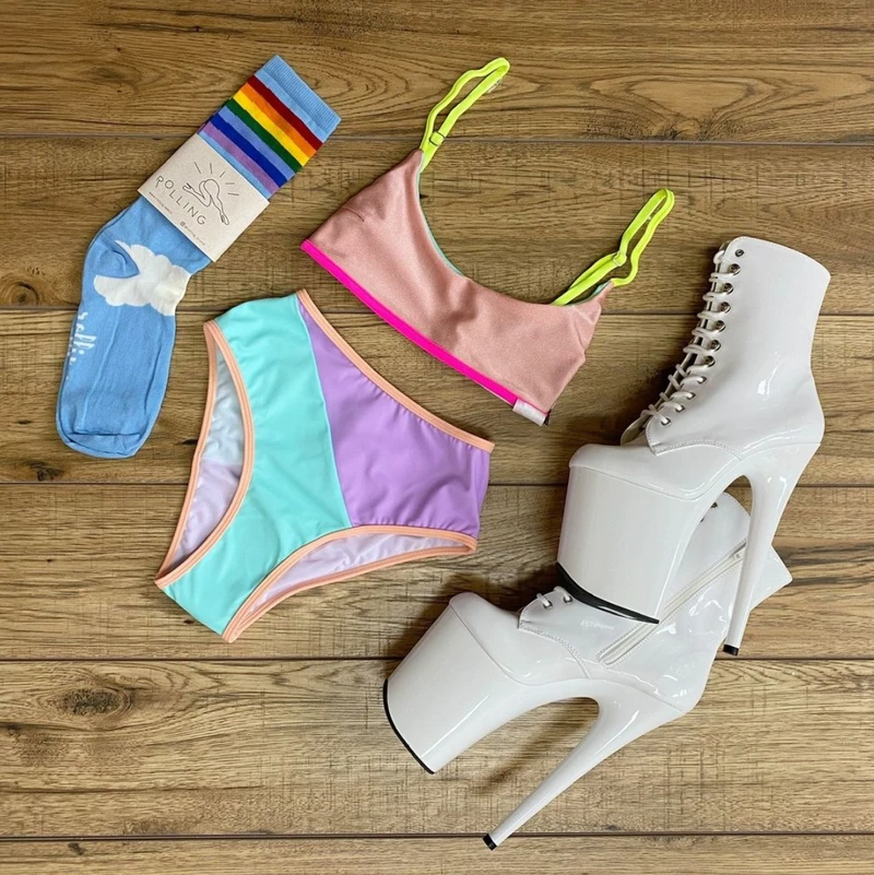 Rolling Vento Neon Reversible Top - Blue/Rosé All Pole Wear 4 Rolling Vento Neon Reversible Top - Blue/Rosé All Pole Wear