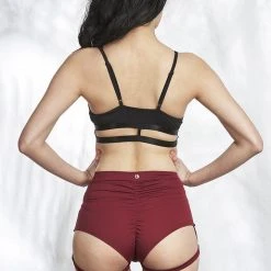 Lunalae Lure You High Waisted Garter Shorts - Wine