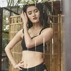 Lunalae High Waist Cross Section Shorts - Black