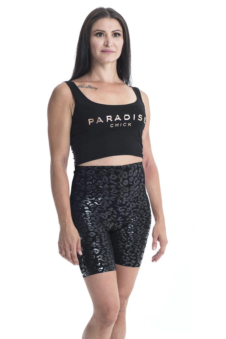 Back In Stock Paradise Chick Superhero Ultra Grip Biker Shorts - Black Leopard 1 Back In Stock Paradise Chick Superhero Ultra Grip Biker Shorts - Black Leopard