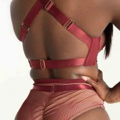 New In Tatiana Activewear Yuki Shorts - Burgundy Mesh