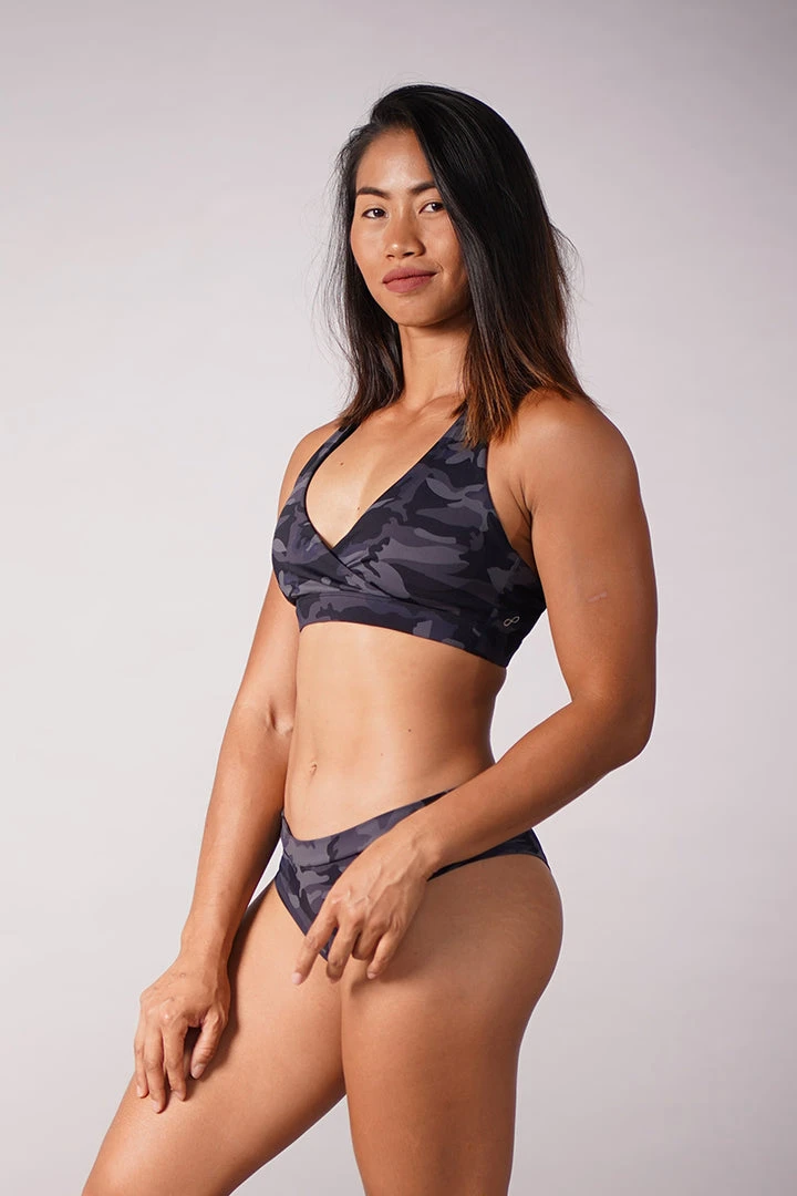 Off The Pole V-Neck Sports Bra - Black Camouflage 3 Off The Pole V-Neck Sports Bra - Black Camouflage