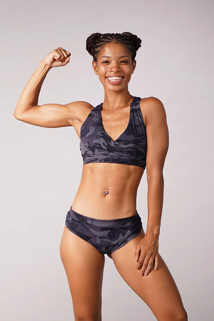 Off The Pole V-Neck Sports Bra - Black Camouflage 7 Off The Pole V-Neck Sports Bra - Black Camouflage