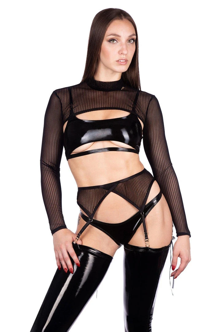 Naughty Thoughts Sinner Vinyl Underboob Top - Black 7 Naughty Thoughts Sinner Vinyl Underboob Top - Black