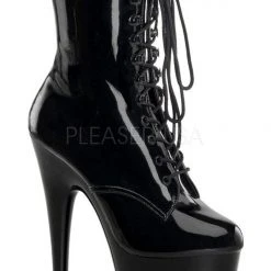 Pleaser USA Adore-1020 7inch Pleaser Boots - Patent Black Shoes