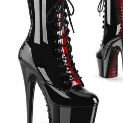 Pleaser USA Adore-1020FH 7inch Pleaser Boots - Black/Red Corset