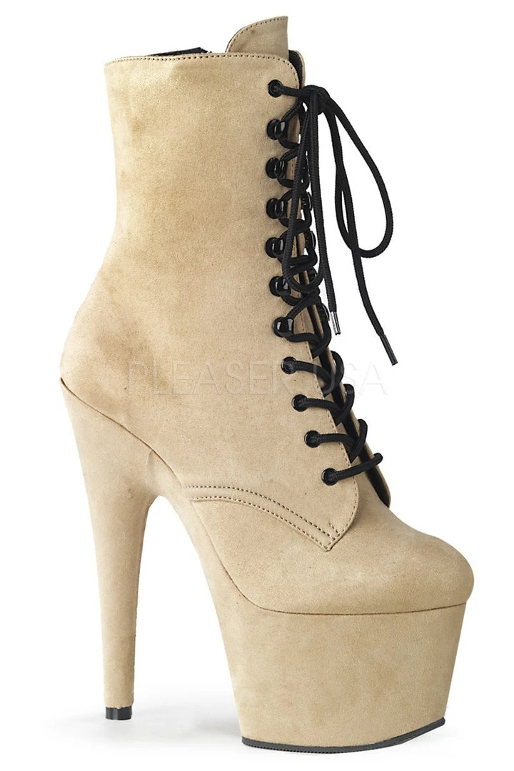 Pleaser USA Adore-1020FS Faux Suede 7Inch Pleaser Boots - Beige 1 Pleaser USA Adore-1020FS Faux Suede 7Inch Pleaser Boots - Beige