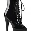 Shoes Pleaser USA Adore-1021 7inch Pleaser Peep Toe Boots - Patent Black