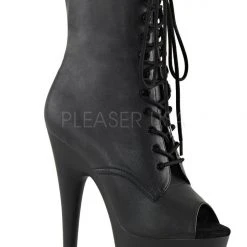 Pleaser USA Adore-1021 7inch Pleaser Peep Toe Boots - Matte Black Shoes