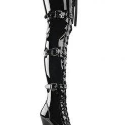 Shoes Pleaser USA Adore-3028 7inch Thigh High Pleaser Boots - Patent Black