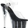 Pleaser USA Adore-708G Glitter Filled 7inch Pleasers - Black Shoes