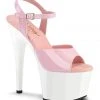 Shoes Pleaser USA Adore-709 7inch Pleasers - Patent Baby Pink/White