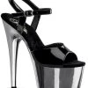 Pleaser USA Adore-709 7inch Pleasers - Patent Black/Chrome Shoes